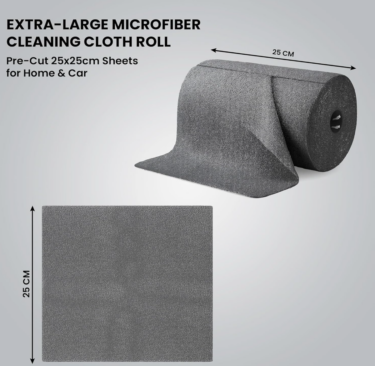 Reusable Microfiber Cleaning Cloth Roll – 20 Pre-Cut Sheets, Ultra Absorbent & Lint-Free