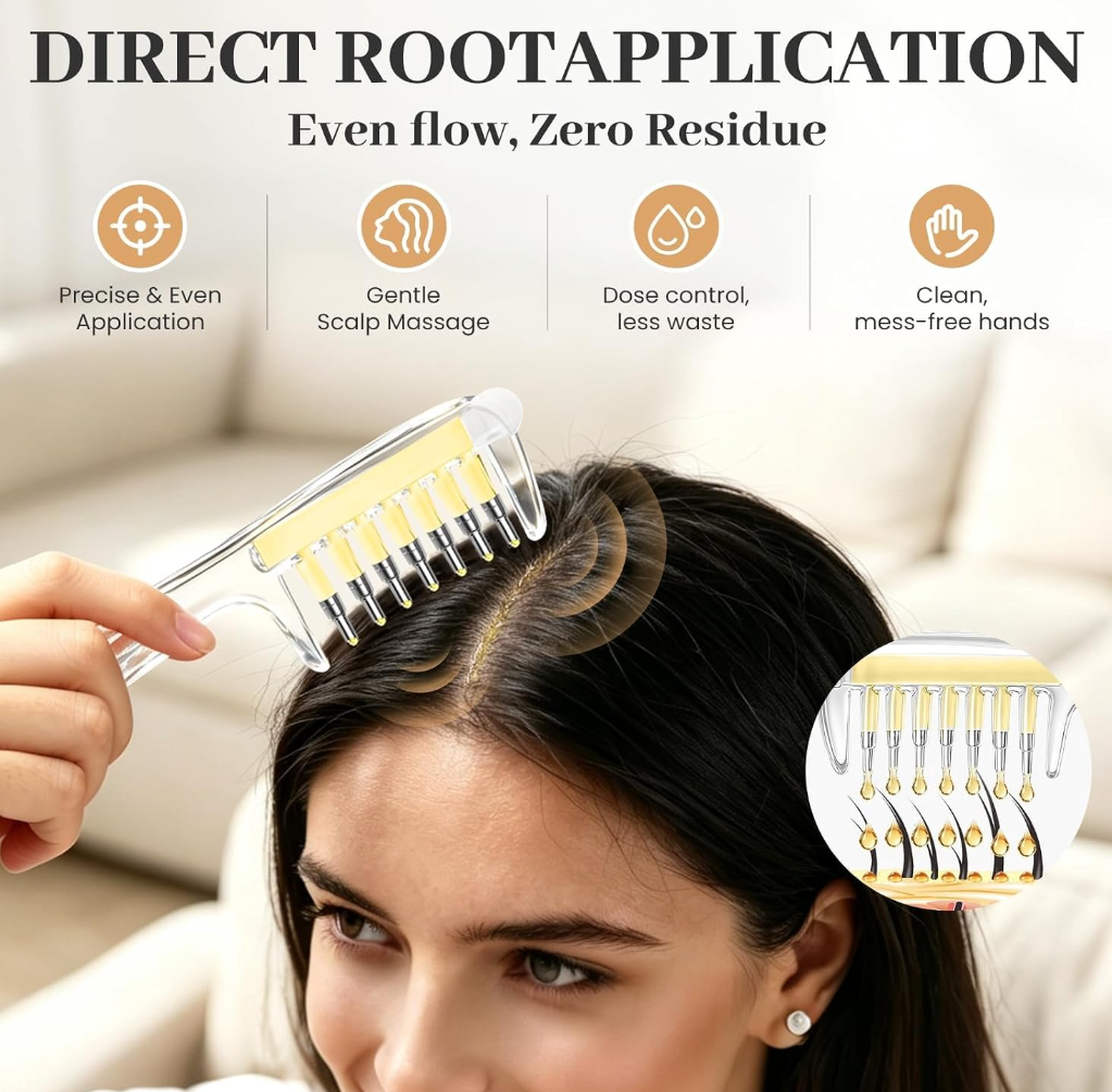 Refillable Scalp Oil Applicator Comb – Massage & Hair Serum Applicator
